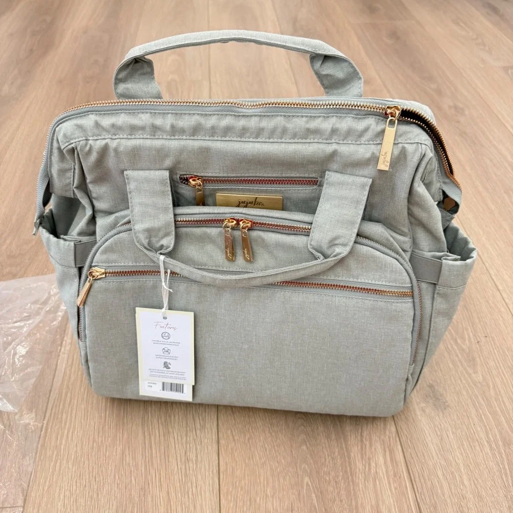 Jujube Dr. BFF Diaper Bag Pebble Gray Rose Gold Hardware New With Tags